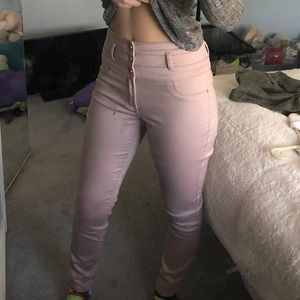 High waisted pink pants